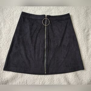 Kensie Women's Small Black Velvet Full Zip Mini Skirt